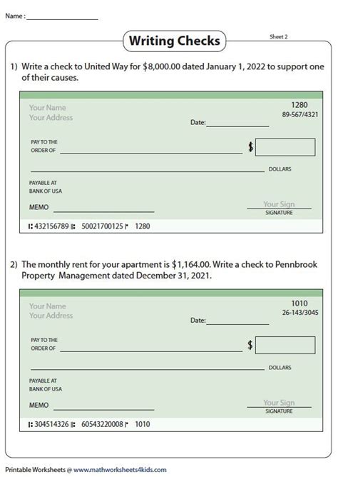 Image result for Practice Writing Checks Worksheet
