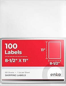 enKo - 8-1/2 x 11 Inch Label - White Blank - 1 Per Sheet Full Shipping ...