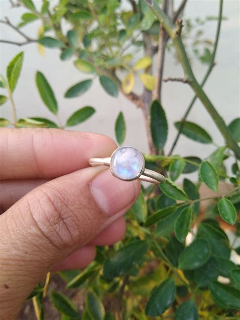 Buy Rainbow Moonstone Ring Stack Ring Sterling Silver Round Online in ...