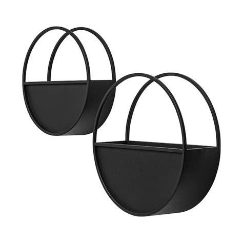Mercana 2-Pack Round 4-in W Small Black Metal Indoor Wall Planter 68822 ...