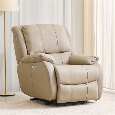 Buy Fletcher Half Leather 1-Seater Massager Electric Recliner - Beige ...