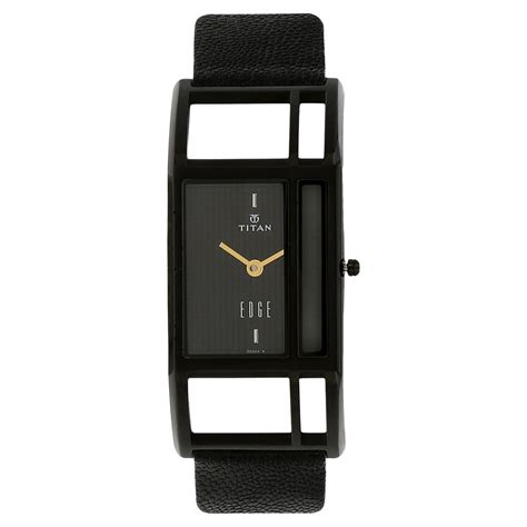 Buy Online Titan Edge Black Dial Women Watch With Leather Strap ...