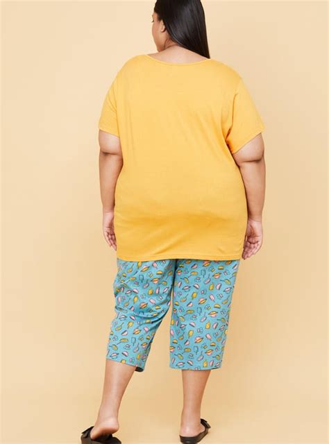 Buy Women Printed Lounge T-shirt with Capris Online at just Rs. 899.0 ...