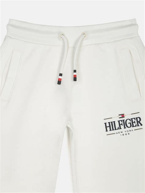 Boys Ancient White Cotton Track Pants with Logo Detail – Kapkids