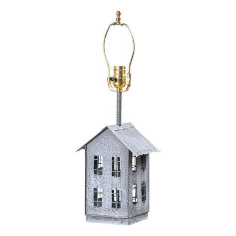 Irvins Country Tinware House Shaped Lamp Base in Weathered Zinc 22 ...