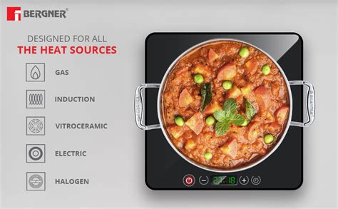 Bergner Argent Tri Ply Stainless Steel Kadhai with Stainless Steel lid ...