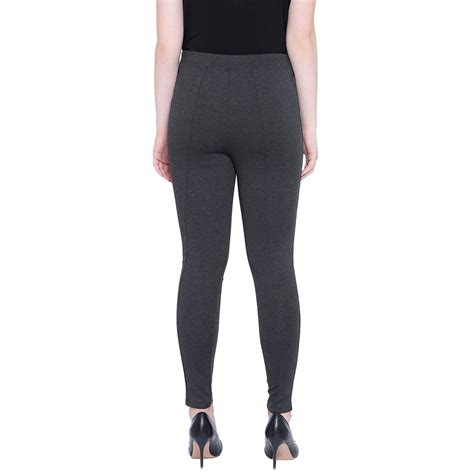 Buy NEWPORT Women's Charcoal Ponte Mid Waist Skinny Fit Tregging with ...