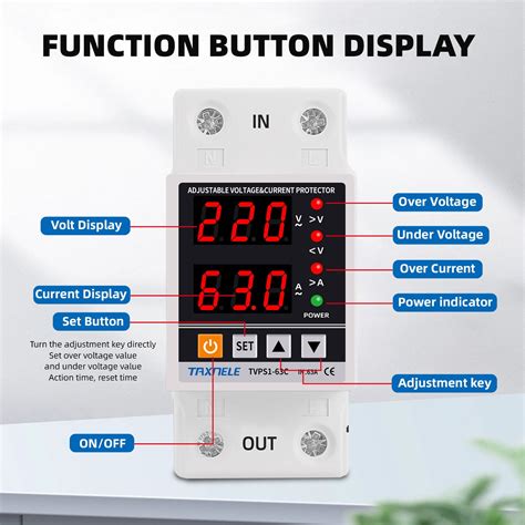 Taxnele 63A 230V Digital Energy Meter | Over/Under Voltage & Overload ...