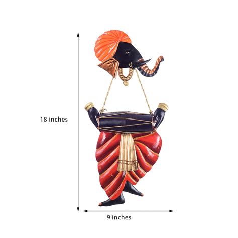 Lord Ganesha playing Dholak Wall Hanging - eCraftIndia Online