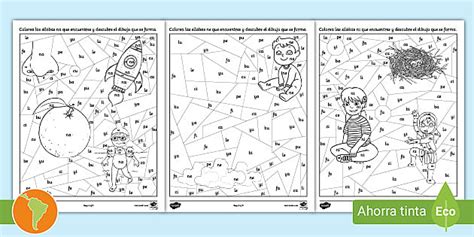 Encuentra el dibujo escondido con las sílabas na, ne, ni, no, nu- Guía de