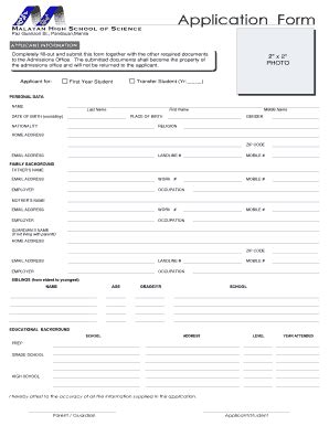 Fillable Online fs mapua edu APPLICANT INFORMATION - fsmapuaeduph - fs ...