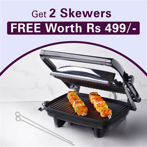 Panini Maker with 2 FREE Skewers(1400W), Multipurpose Usage - Sandwich ...