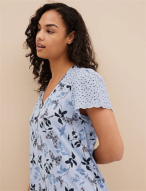 Buy Pure Cotton Printed V-Neck Nightdress at Marks & Spencer