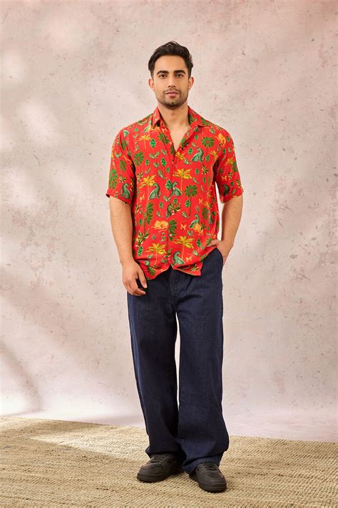 Red Tropical Rhapsody Shirt – House Of Masaba