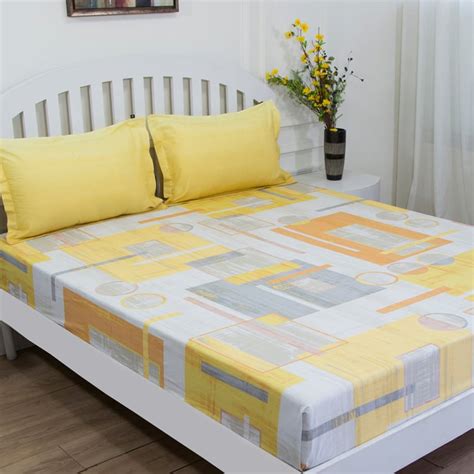 Buy GM Regal Cotton 144TC Geometric Print 3Pcs Queen Bedsheet Set from ...