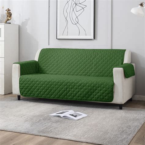 HOKIPO 3 Seater Quilted Polyester Sofa Cover Mat, 170x184 cm, Forest ...