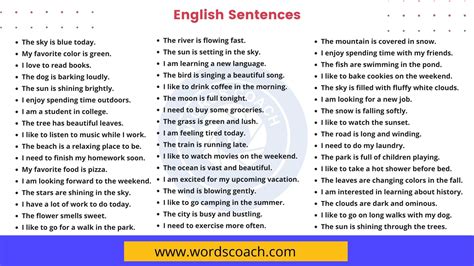 250+ English Sentences - Word Coach