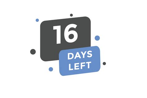 16 days Left countdown template. 16 day Countdown left banner label ...