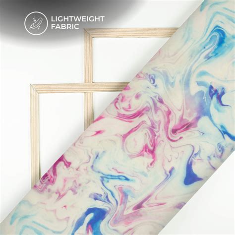 Sky Blue And Purple Marble Printed Organza Satin Fabric – Fabcurate