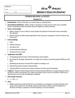 Fillable Online Essential idea Electric cells allow us to store energy ...