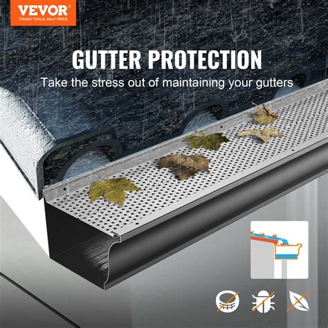 VEVOR Gutter Guard, 152mm Width, Aluminum Leaf Filter DIY Gutter Cover, 52 PCS 528cm Total ...