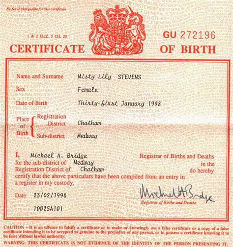 Image result for birth certificate uk
