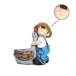 Wonderland Plastic, Polyresin Boy with Pot, Multicolour, (14.8 x 7.9 x ...