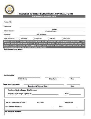 REQUEST TO HIRE/RECRUITMENT APPROVAL FORM - Fill and Sign Printable ...