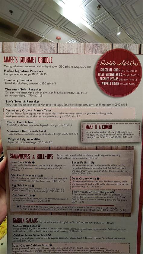 Carta de Egg Harbor Cafe, Deerfield