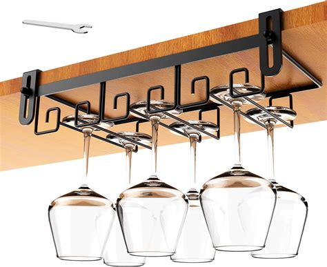 Amazon.com: TANGGU Wine Glass Rack Under Cabinet,Metal Hanging Wine ...