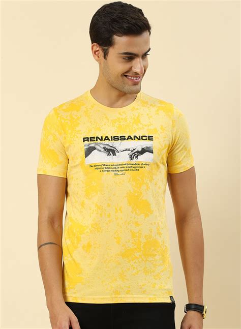 Buy Men Yellow Printed T-Shirt Online in India - Monte Carlo