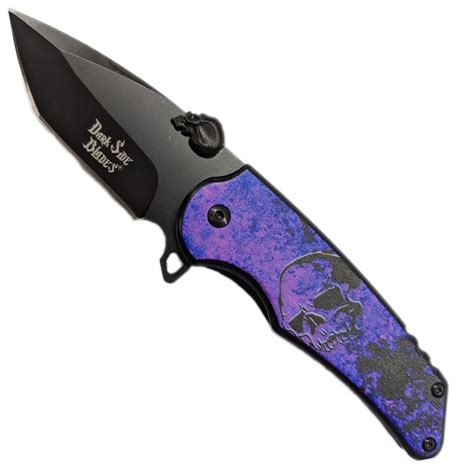 Dark Side DS-A083-OR Spring Assist Folding Knife Orange Black Skull ...