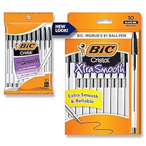 BIC Cristal Xtra Smooth Ballpoint Pen, Medium Point (1.0mm), Black, 10 ...