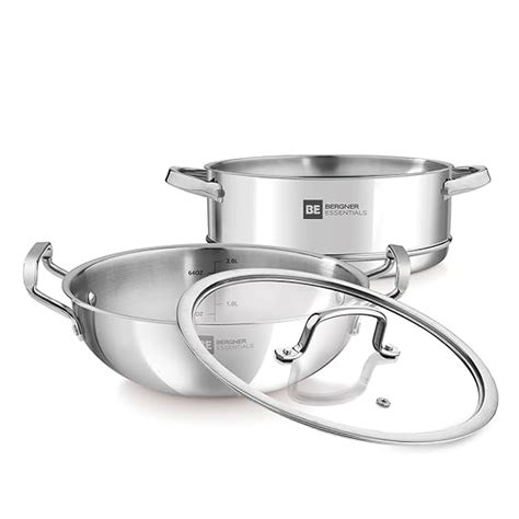 Buy Bergner BE Bergner Essentials Tri-Ply Stainless Steel 3 Pcs ...