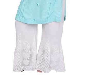 Buy nAzAqAt Chikan Hand Embroidered White Georgette Lucknowi Chikankari ...