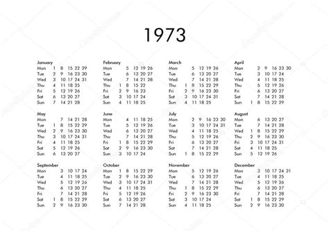 Calendar of year 1973 — Stock Photo © claudiodivizia #111230054