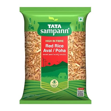 Tata Sampann Red Rice Poha Aval with High Dietary Fibre, 500 g : Amazon ...