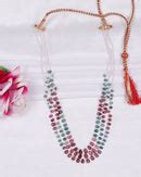 Natural Multi Tourmaline & Pearl Gemstone Faceted Pear Beads Necklace ...