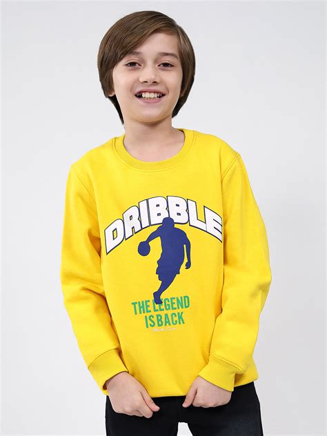 Buy Boys Yellow Printed Round Neck Full Sleeve Sweatshirt Online in ...
