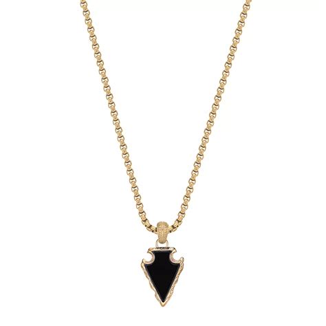 Men's LYNX Stainless Steel Agate Arrowhead Pendant Necklace