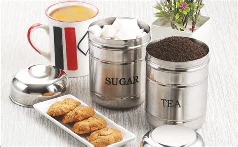 Buy DARAZ Stainless Steel Set of 2 Tea and Sugar Container, Tea Sugar ...
