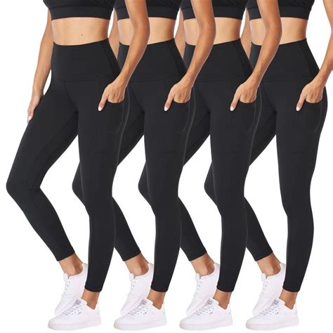 NexiEpoch 4 Pack Leggings with Pockets for Women - High Waisted Tummy ...
