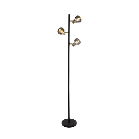 Classy 3-bulb floor lamp, smoked glass | Lights.co.uk