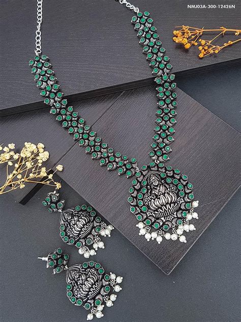 German silver Oxidised Necklace Set 12426N – Griiham