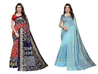 Buy Riti Riwaz art silk with blouse piece Saree (Pack of 2) (s184429 ...