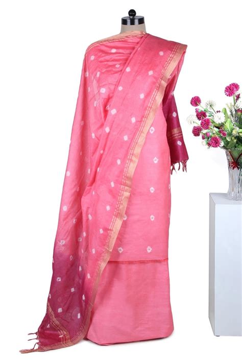 Bhagalpuri Handloom Silk Salwar Suit with Tie and Dye Pattern ...