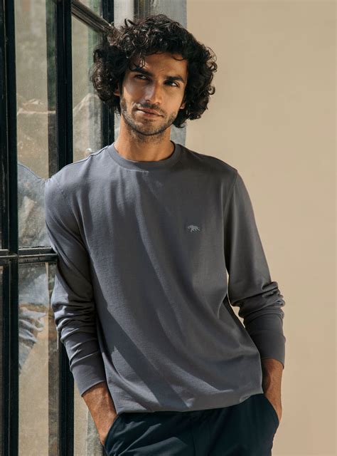 Buy Fullmetal Crew - Full Sleeves | Casual Grey Supima Cotton T-Shirt ...