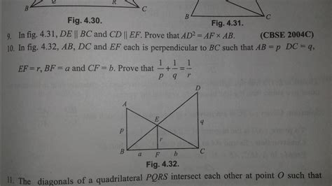 in a figure ab ,dc and ef perpendicular to bc such that ab=p , dc=q ,ef ...