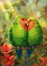 Download wallpaper 1920x2716 parrots, birds, romance, cute, art hd ...