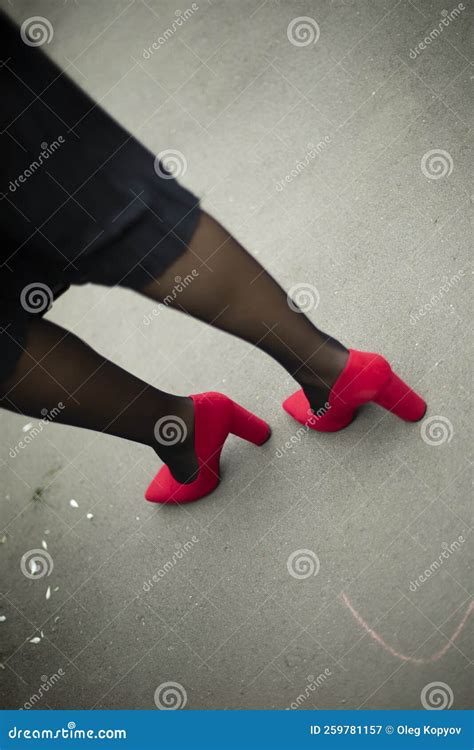 Red Shoes Black Skirt. Red Shoes and Black Tights Stock Image - Image ...